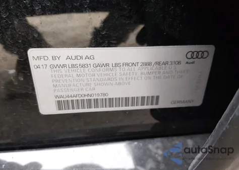 2017 Audi A8 L 3.0T z USA, uszkodzony, nr VIN WAU44AFD0HN019780